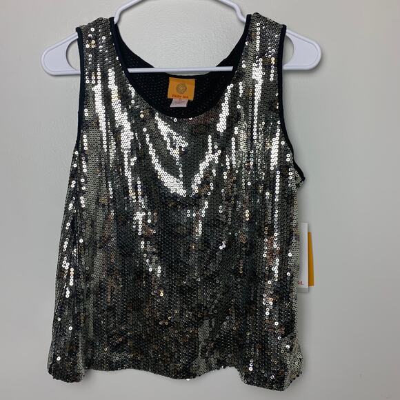 Ruby Rd. Tops - Ruby Rd Leopard Gold Sequin Tank Top